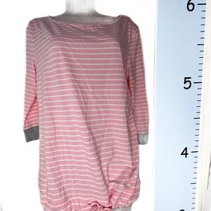 Karen Neuburger Encore Pink & White Striped Pajama Top Small‎